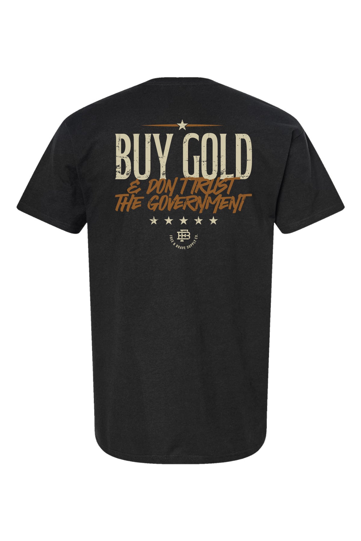 Buy Gold Tee in Black, back graphic