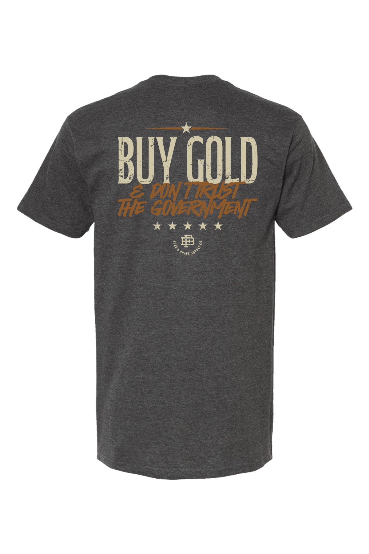 Buy Gold Tee in Heather Charcoal, back graphic
