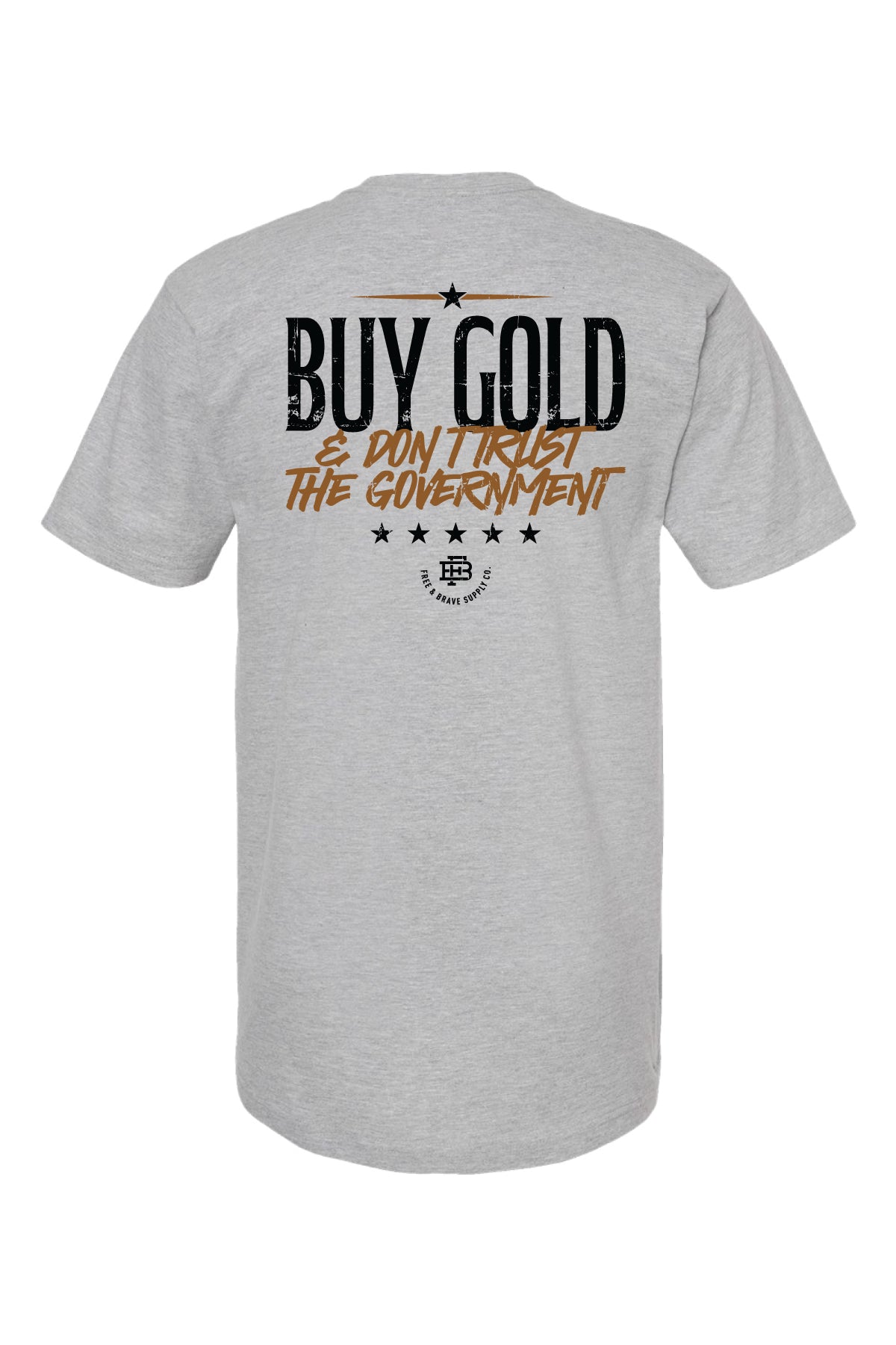 Buy Gold Tee in Heather Grey, back graphic