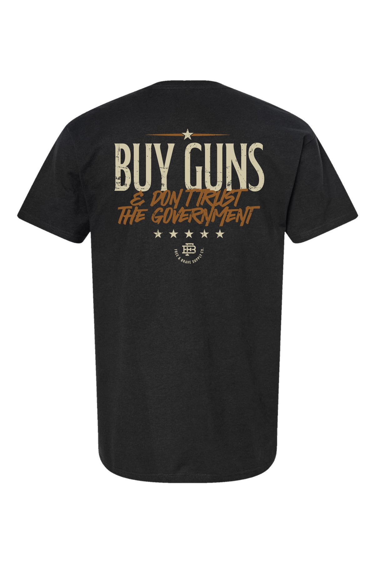 Buy Guns Tee in Black, back graphic