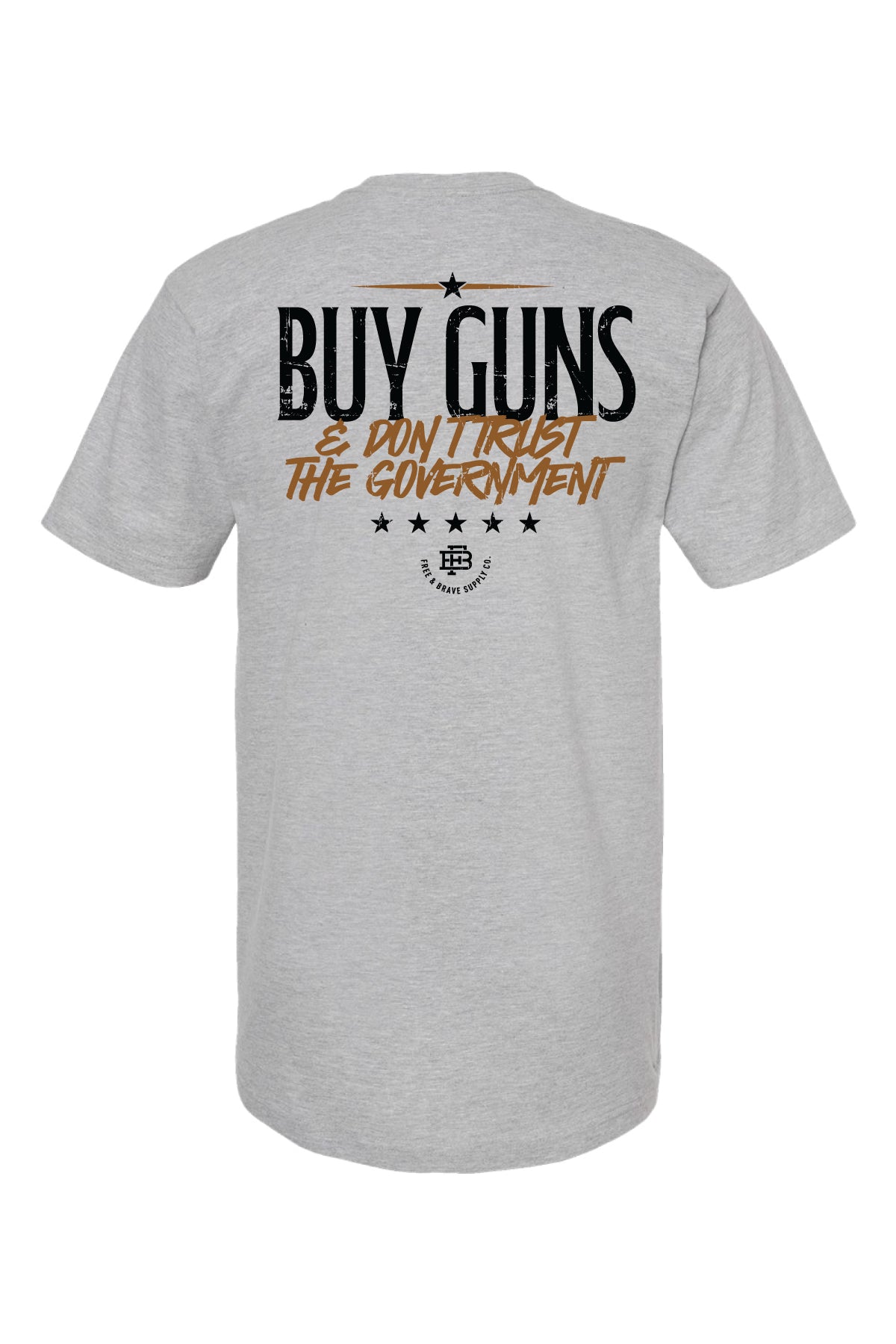 Buy Guns Tee in Heather Grey, back graphic