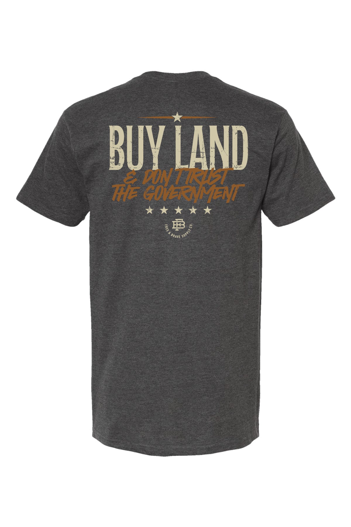 Buy Land Tee in Heather Charcoal, back graphic