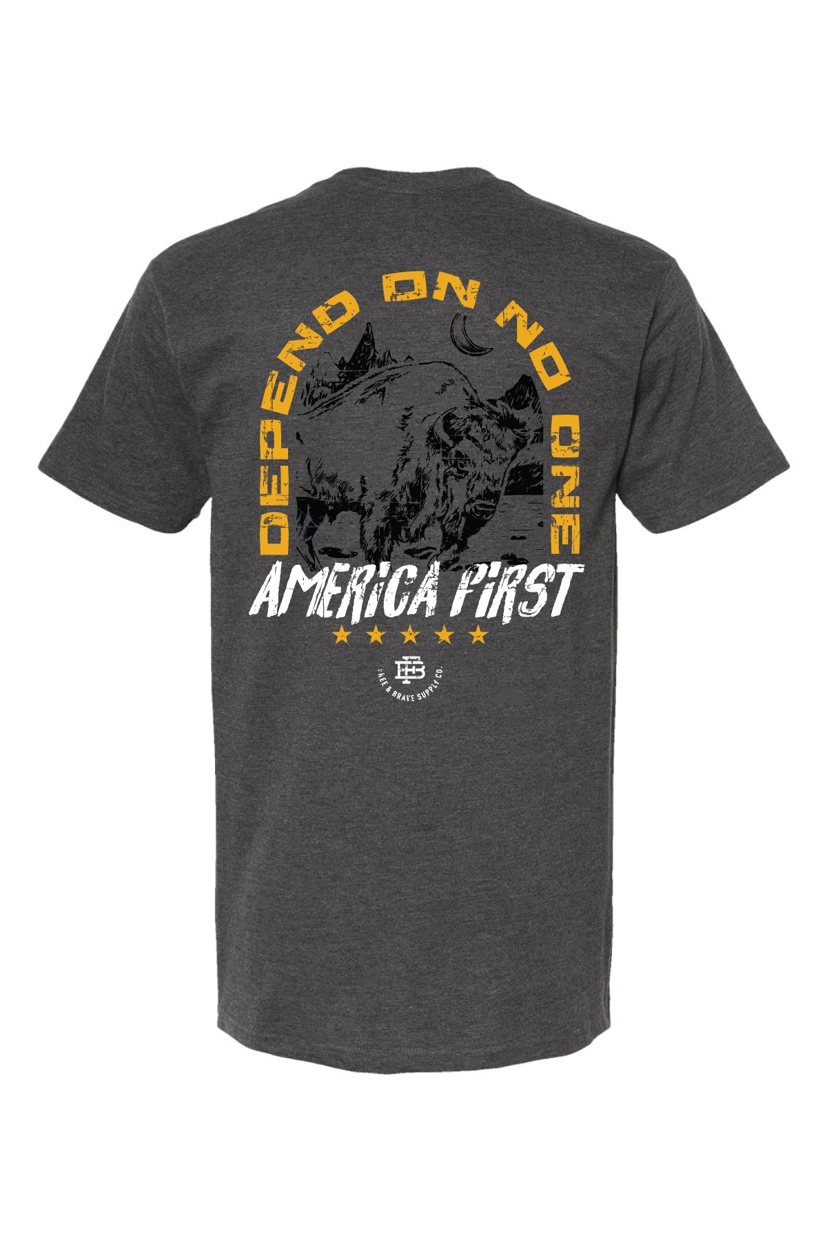 Depend on No One Tee heather charcoal back