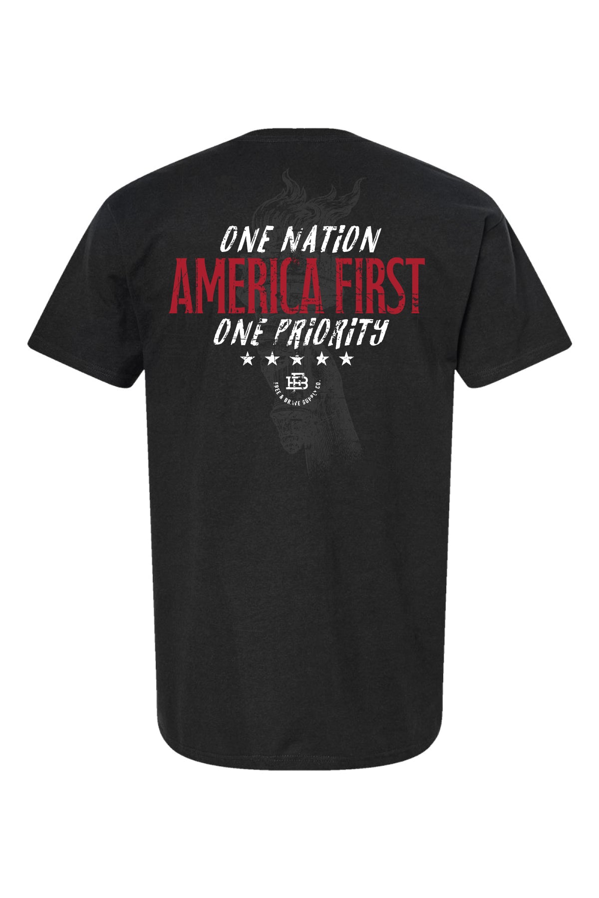 One Nation America First One Priority Tee black back