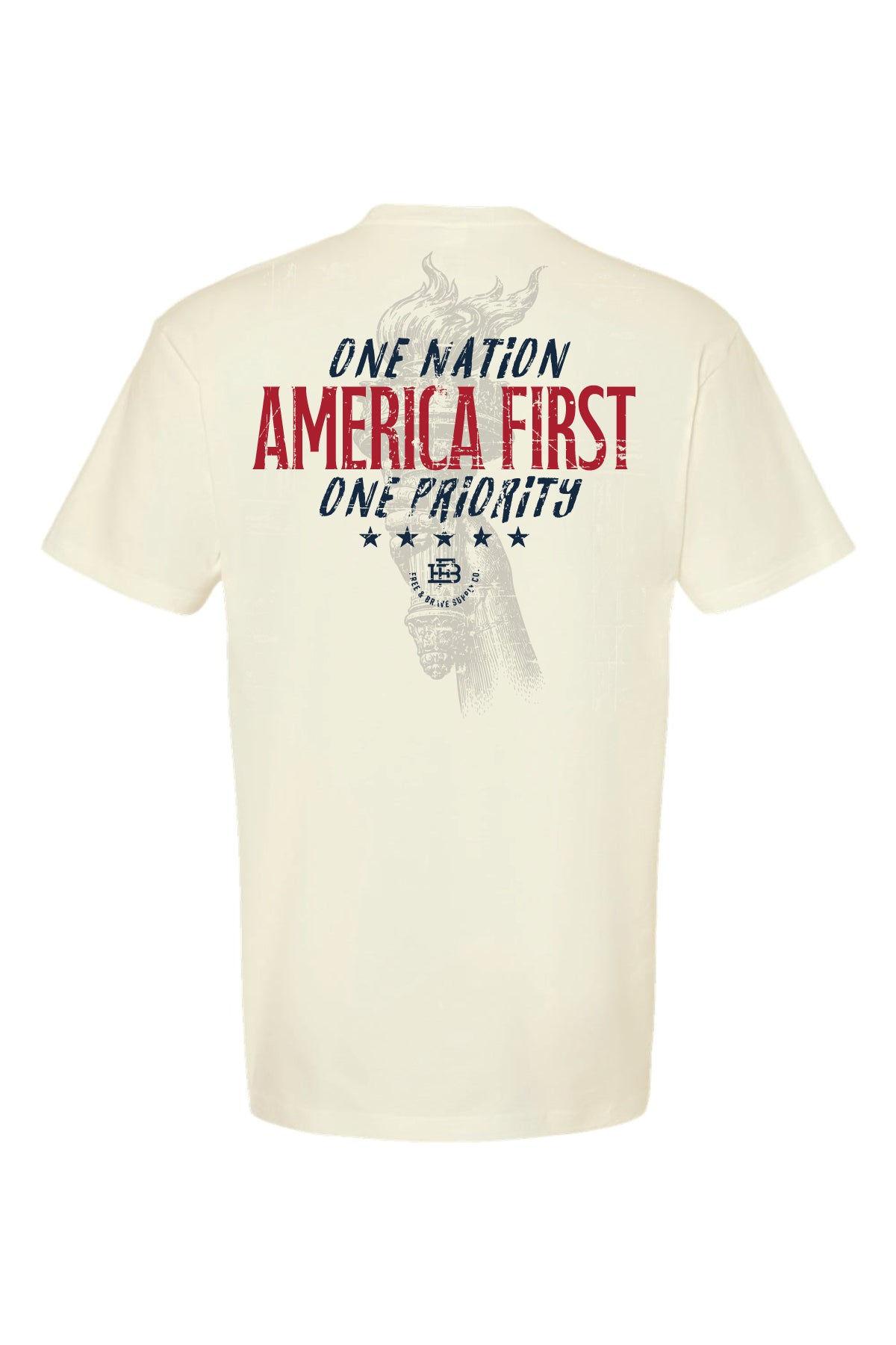 One Nation America First One Priority Tee natural back