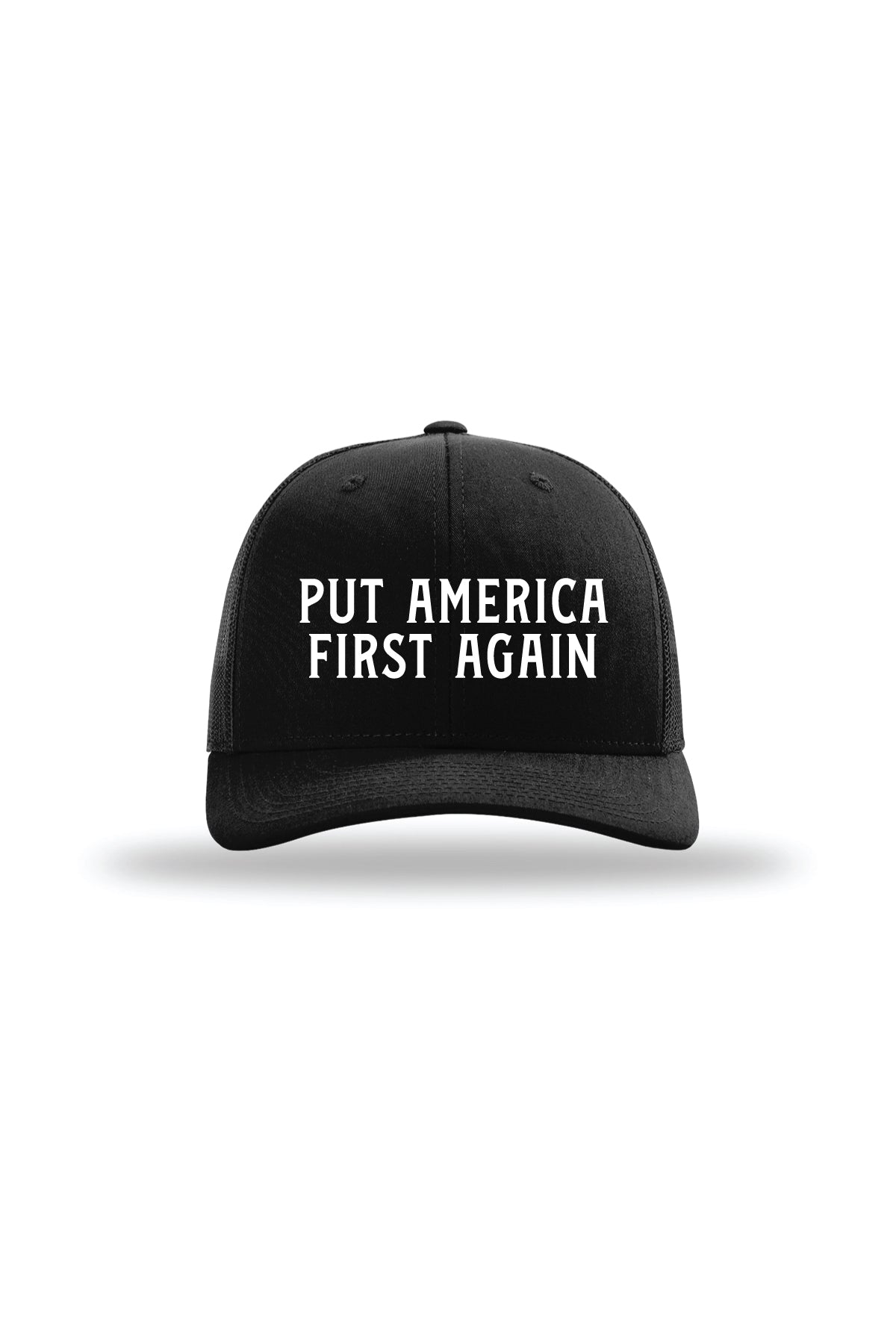 Put America First Again trucker hat black
