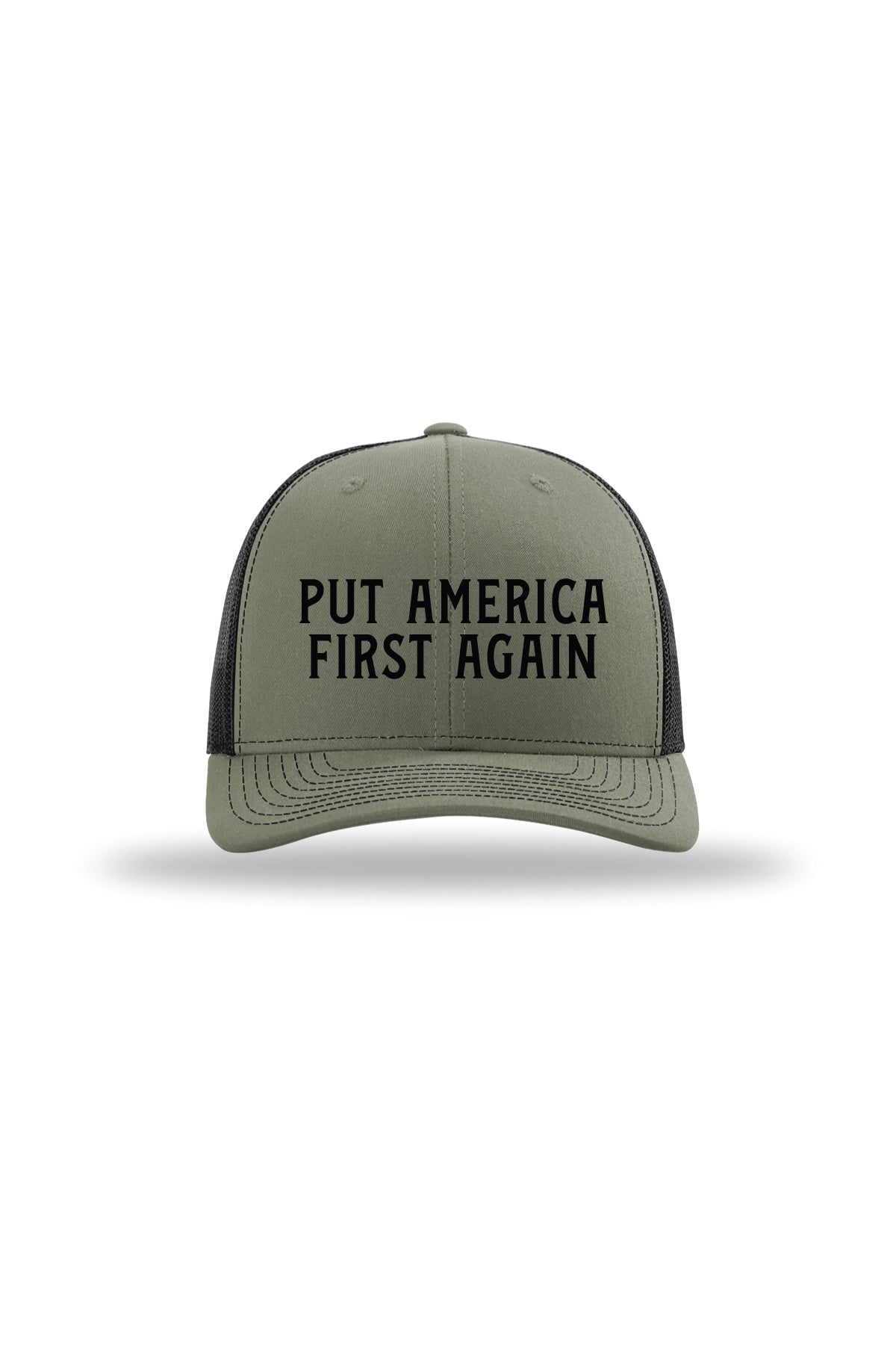 Put America First Again trucker hat loden black