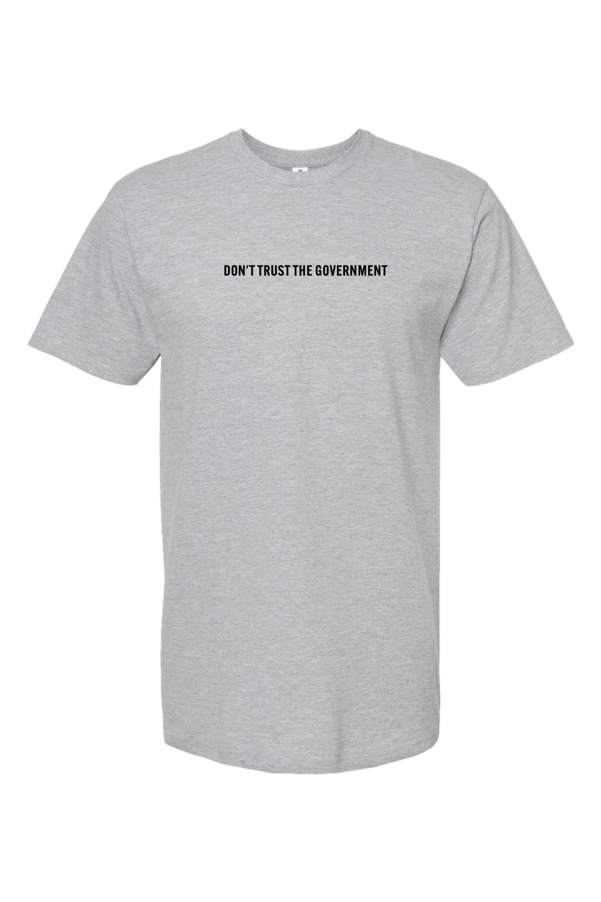 Don't Trust the Government Tee in Heather Grey, front