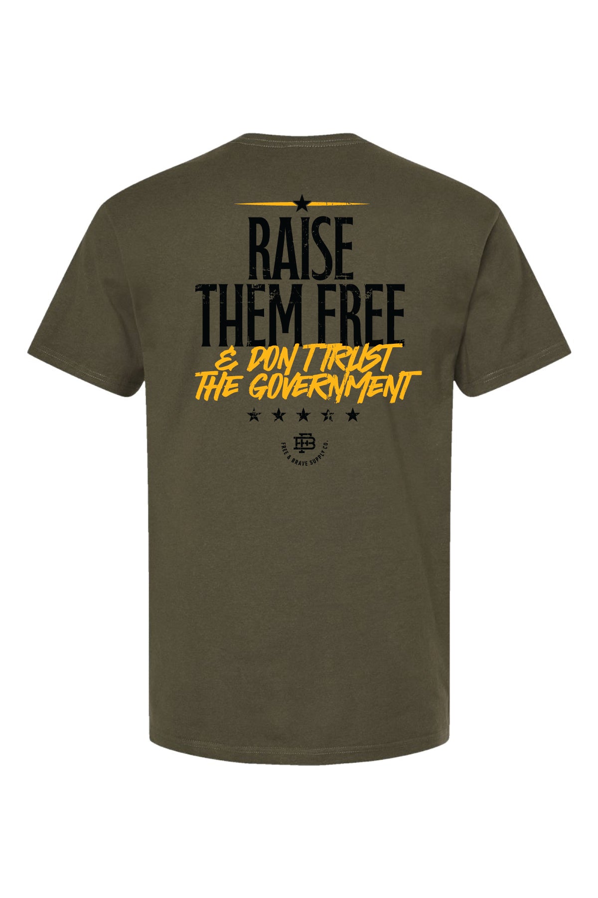 Raise Them Free Tee in Military Green, back